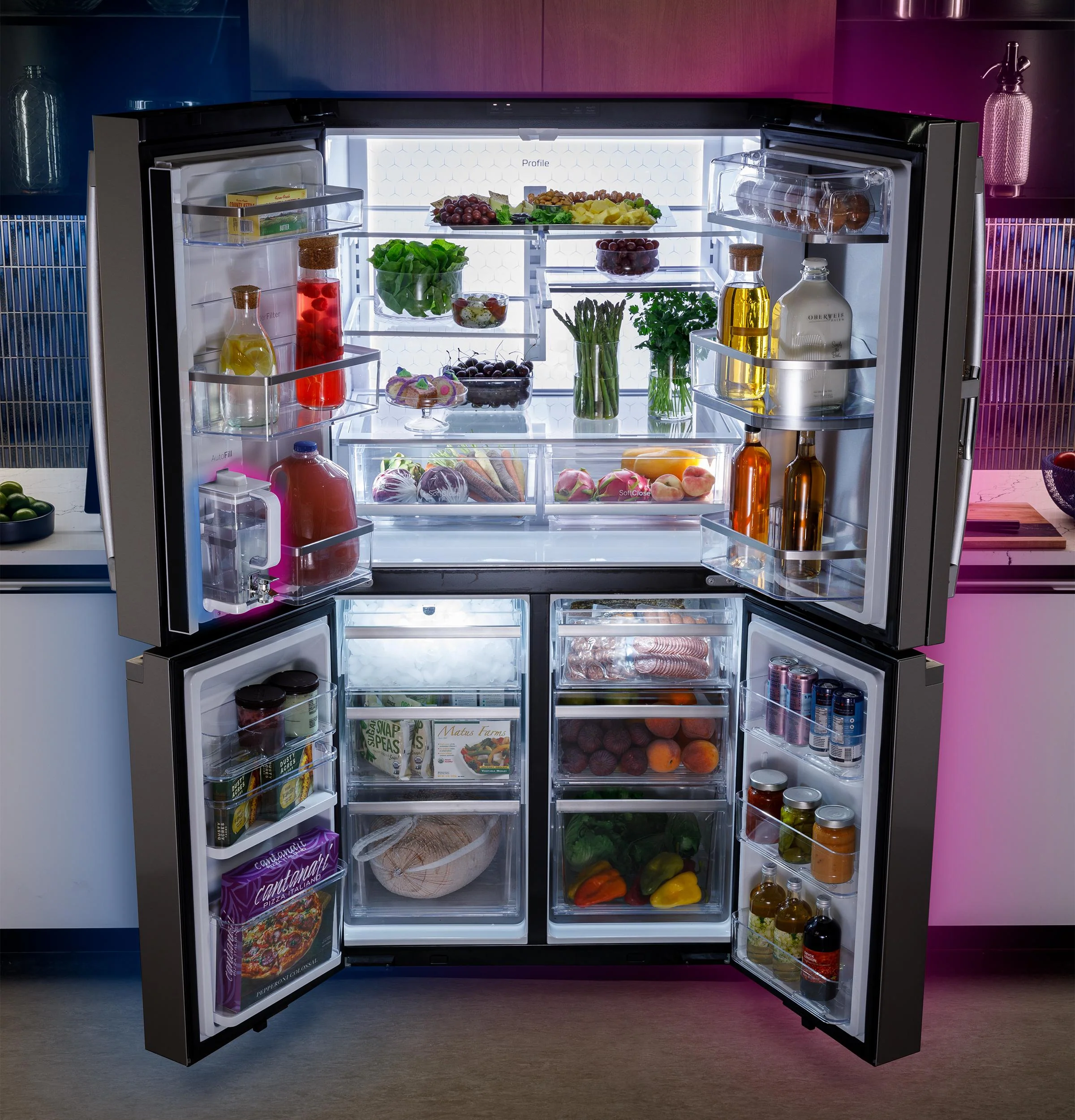 PHD23BYWFS GE Profile™ ENERGY STAR® 22.9 Cu. Ft. Counter-Depth Quad-Door Refrigerator with Dual-Dispense AutoFill Pitcher and Door in Door - Image 8