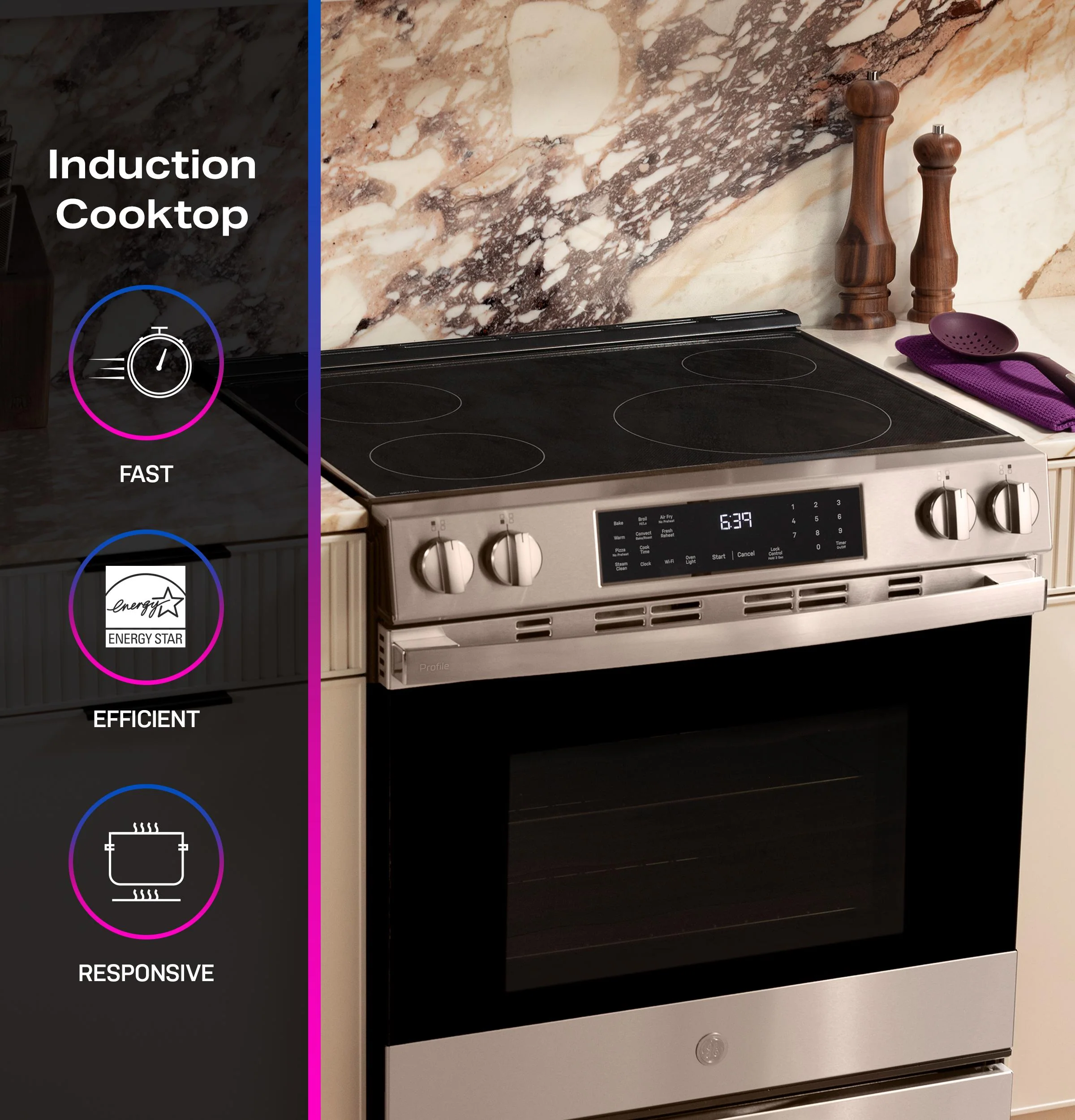 PHS700AYFS GE Profile™ ENERGY STAR® 30" Smart Slide-In Induction and Convection Range with No Preheat Air Fry and EasyWash™ Oven Tray - Image 6