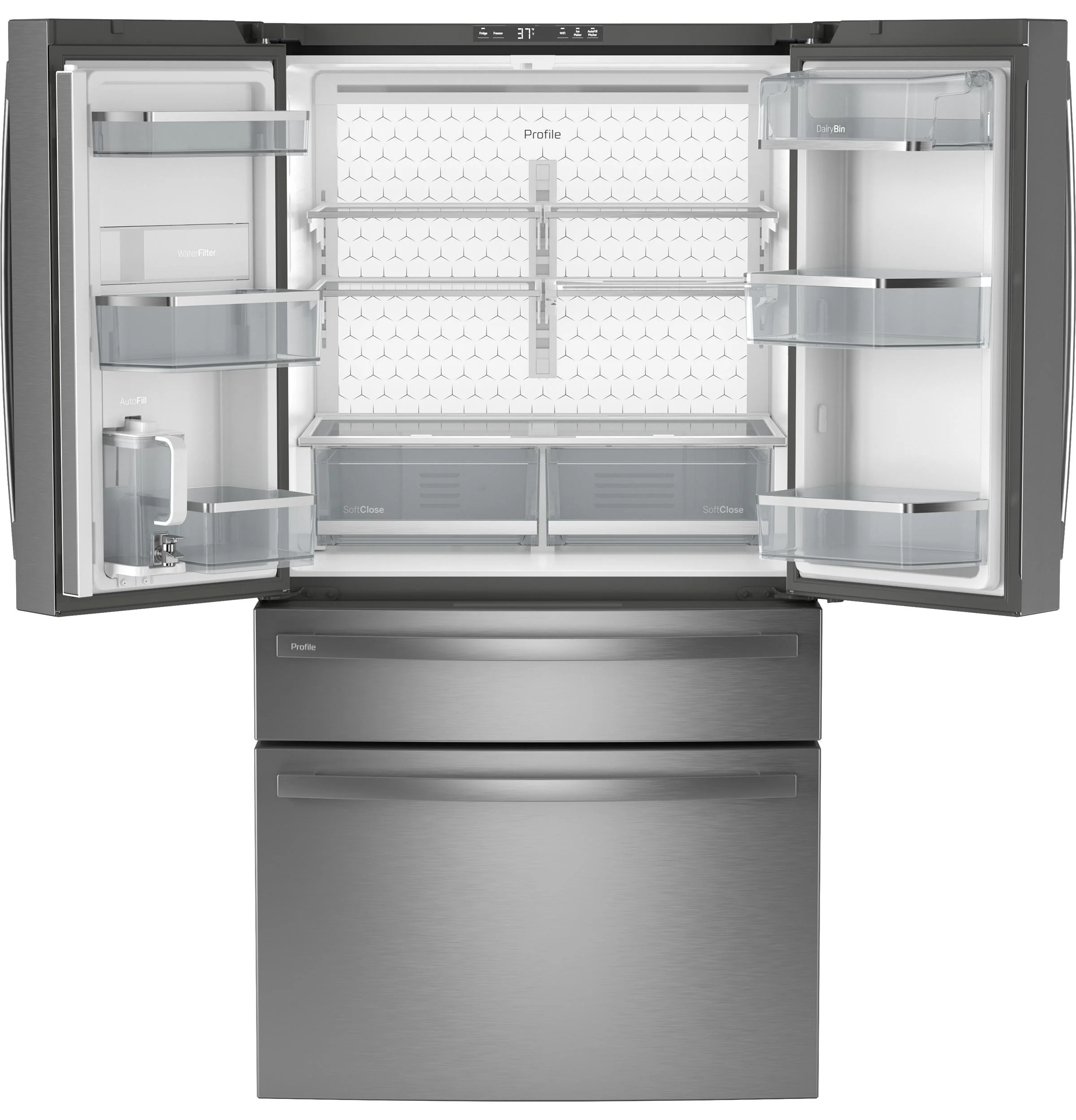 PJE23BYWFS GE Profile™ ENERGY STAR® 23.2 Cu. Ft. Smart Counter-Depth Fingerprint Resistant 4-Door French-Door Refrigerator - Image 2