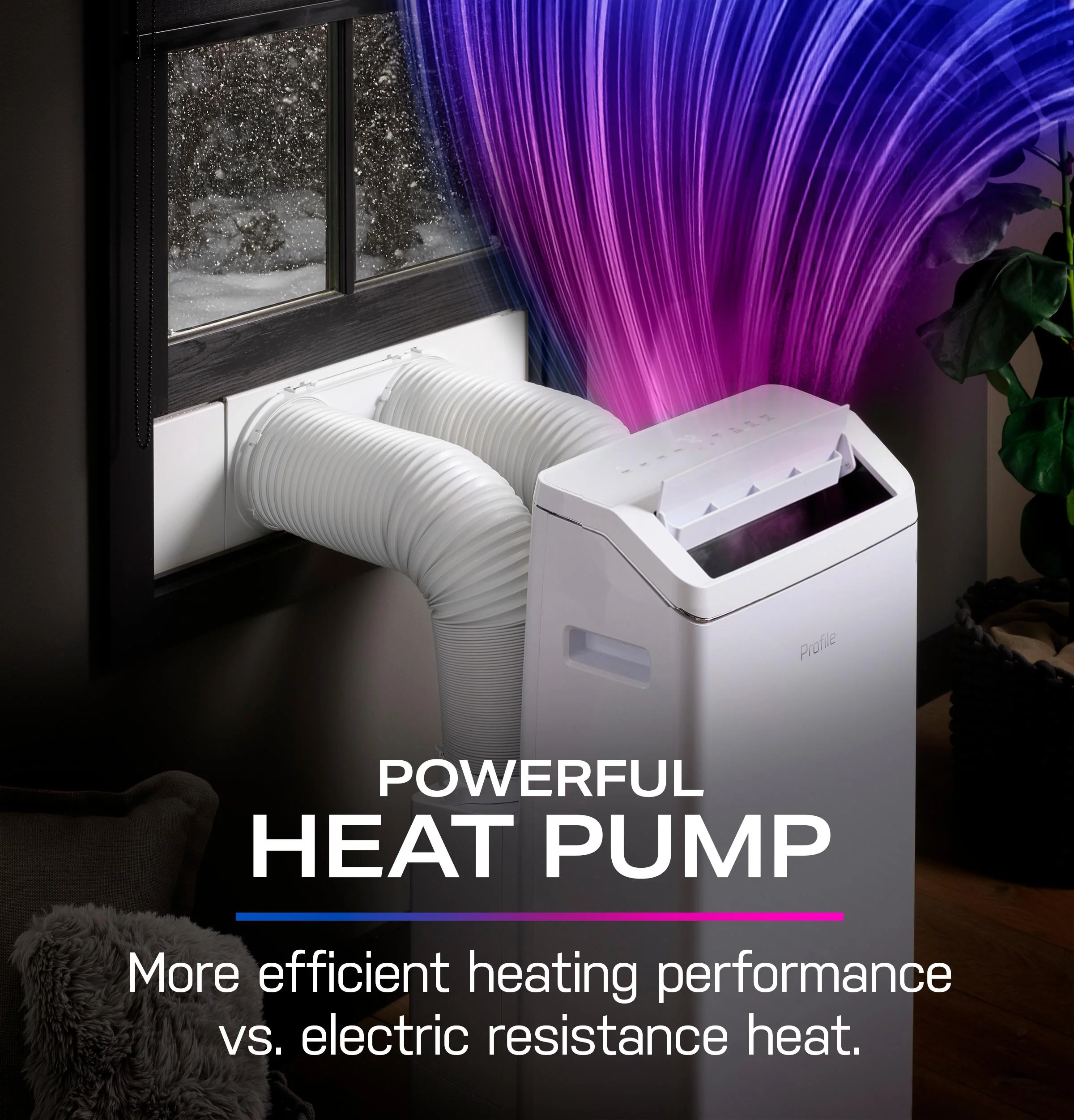 PPHH12WWF GE Profile® 12,000 BTU Dual-Hose, Inverter Heat/Cool Portable Air Conditioner with Dehumidifier and Remote, White - Image 8