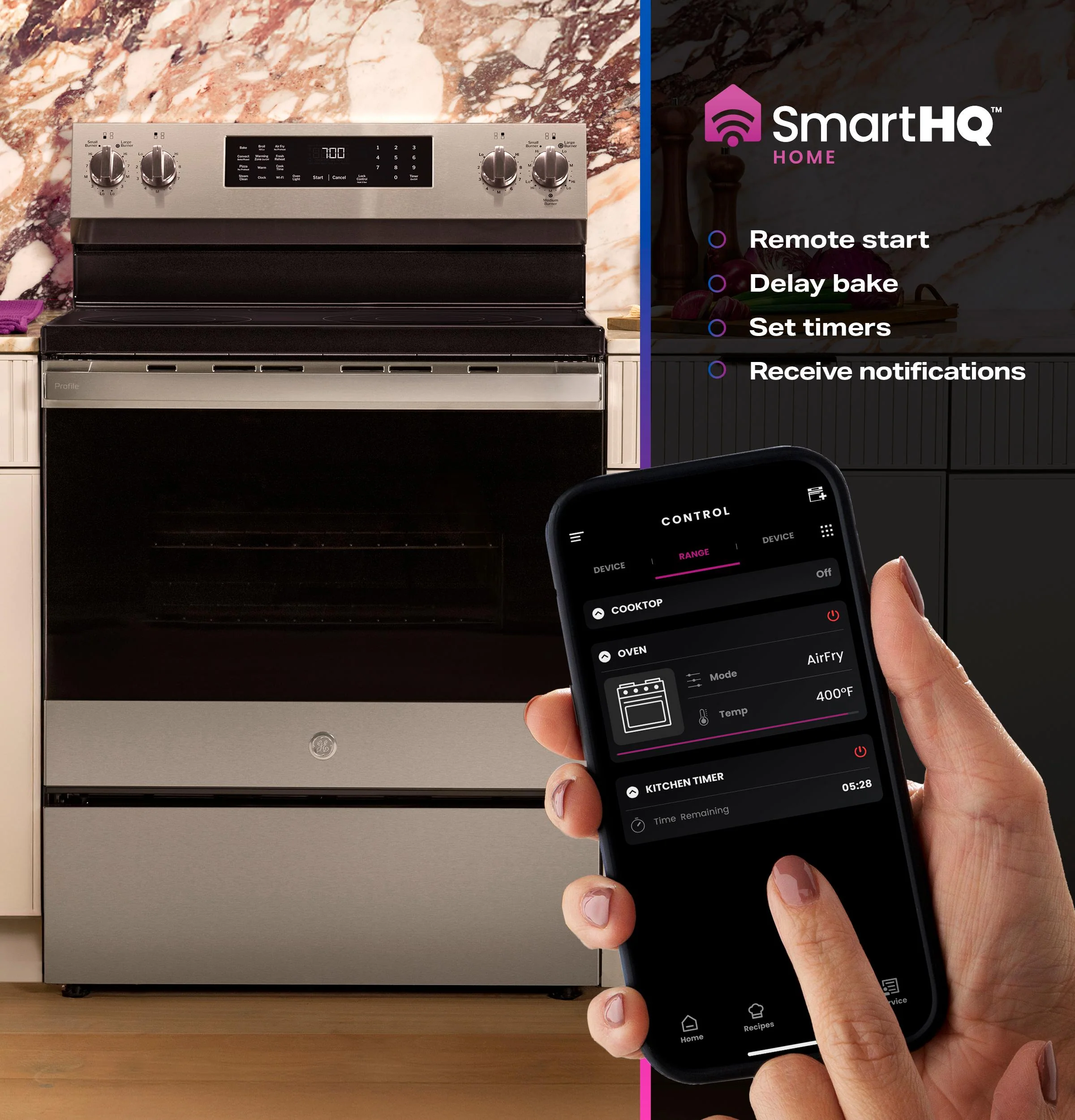 PRF700AYFS GE Profile™ ENERGY STAR® 30" Smart Free-Standing Electric Convection Range with No Preheat Air Fry and EasyWash™ Oven Tray - Image 11