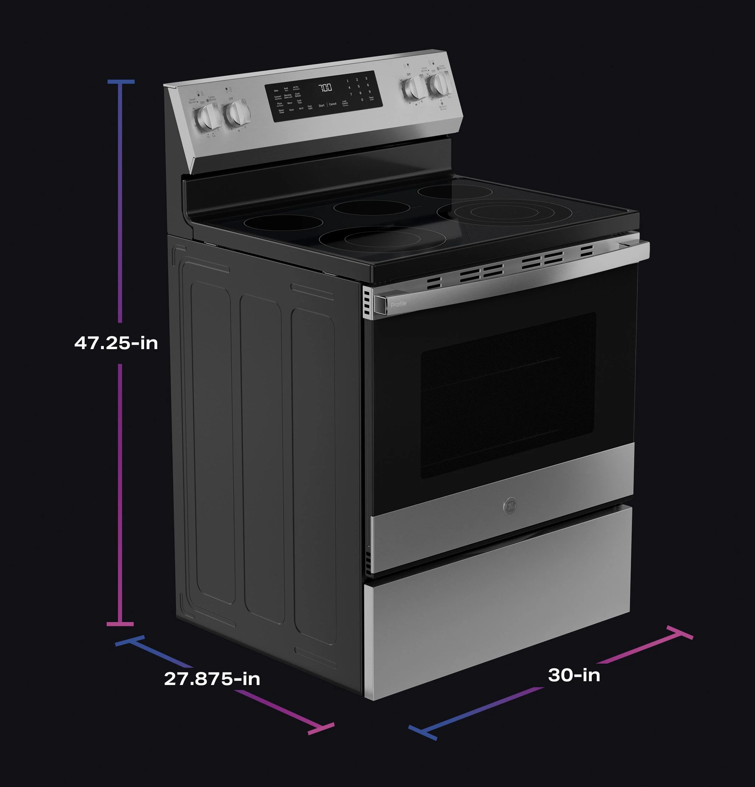 PRF700AYFS GE Profile™ ENERGY STAR® 30" Smart Free-Standing Electric Convection Range with No Preheat Air Fry and EasyWash™ Oven Tray - Image 27