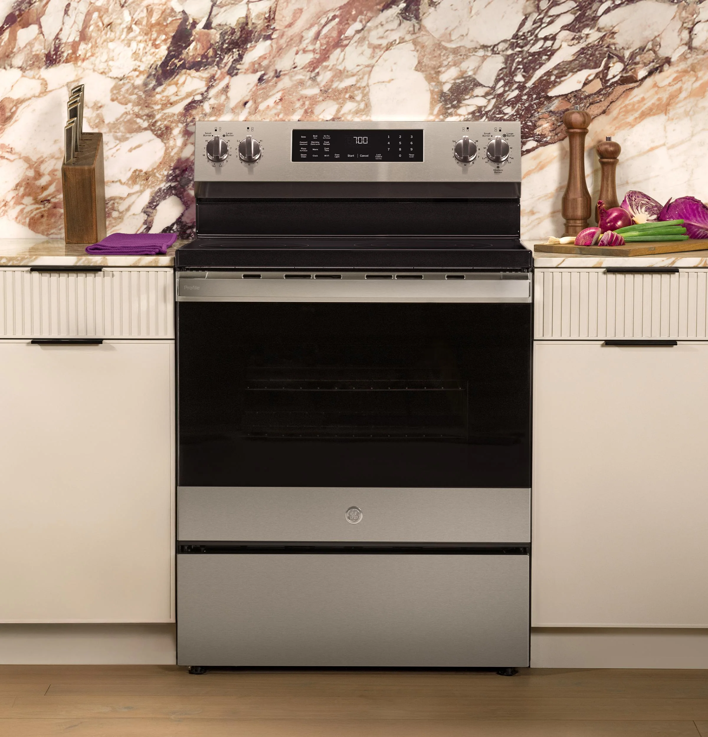 PRF700AYFS GE Profile™ ENERGY STAR® 30" Smart Free-Standing Electric Convection Range with No Preheat Air Fry and EasyWash™ Oven Tray - Image 5