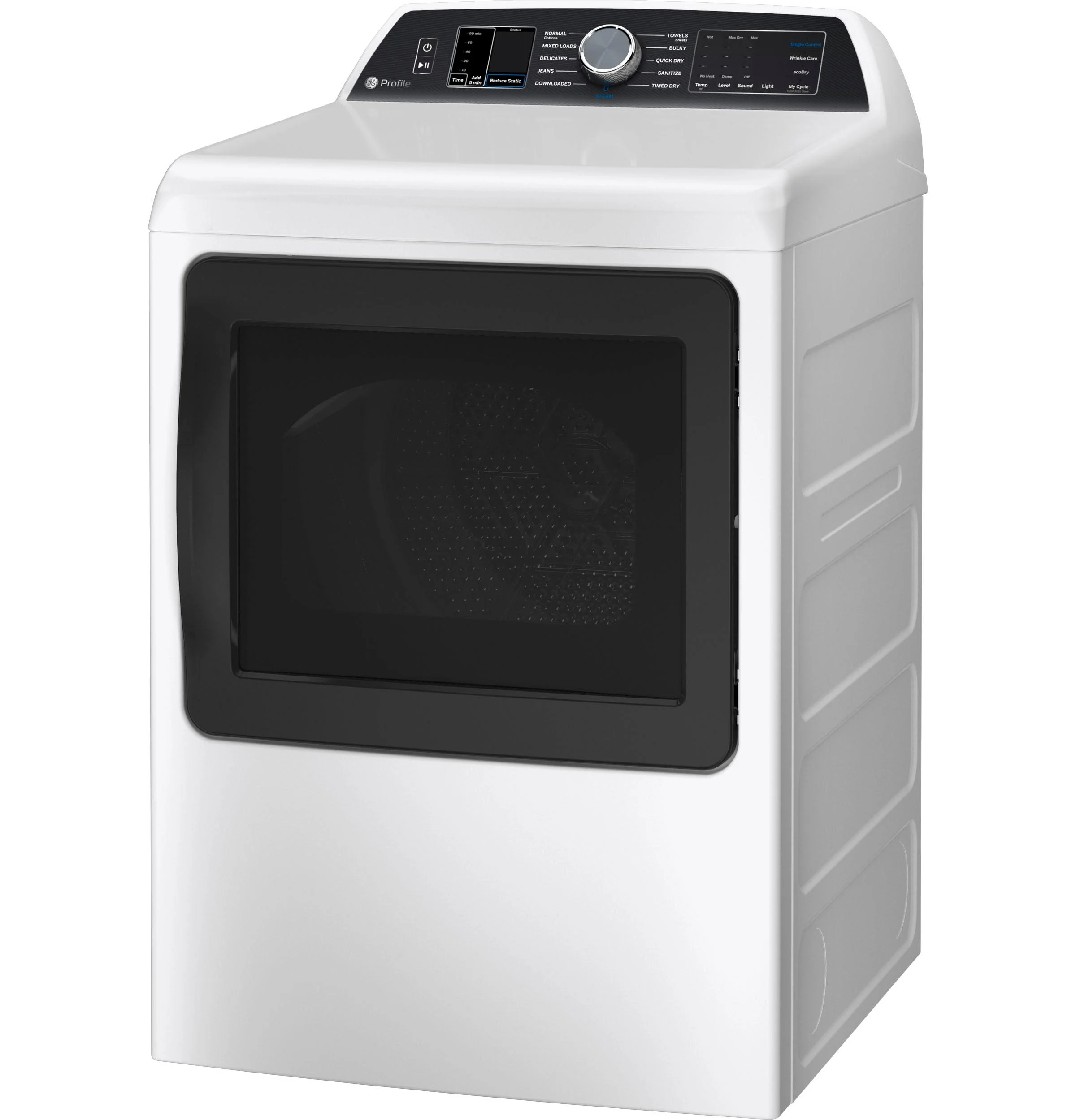 PTD70EBSTWS GE Profile™ ENERGY STAR® 7.4 cu. ft. Capacity Smart aluminized alloy drum Electric Dryer with Sanitize Cycle and Sensor Dry - Image 4