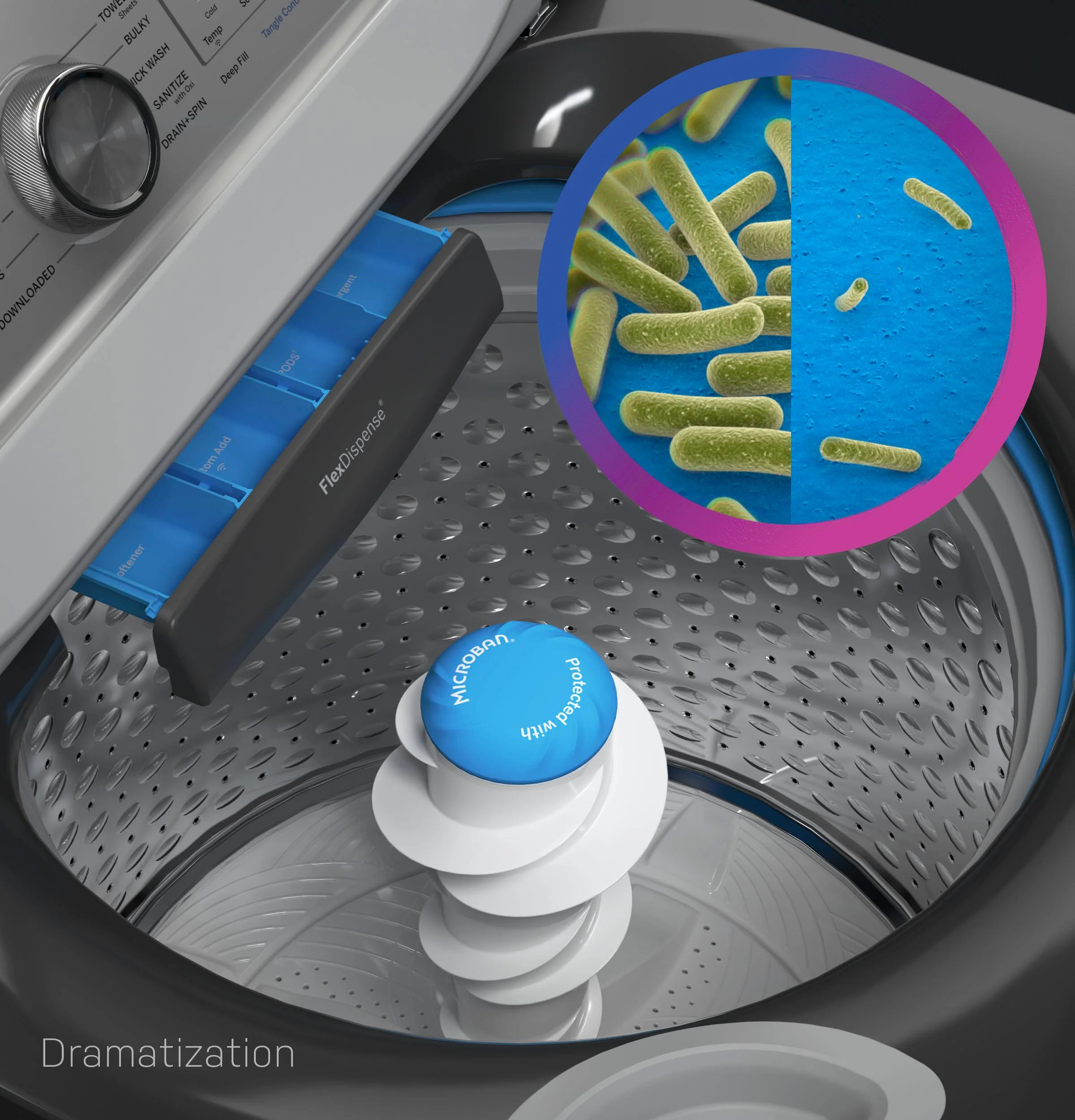 PTW705BPTDG GE Profile™ ENERGY STAR® 5.3 cu. ft. Capacity Washer with Smarter Wash Technology and FlexDispense™ - Image 7