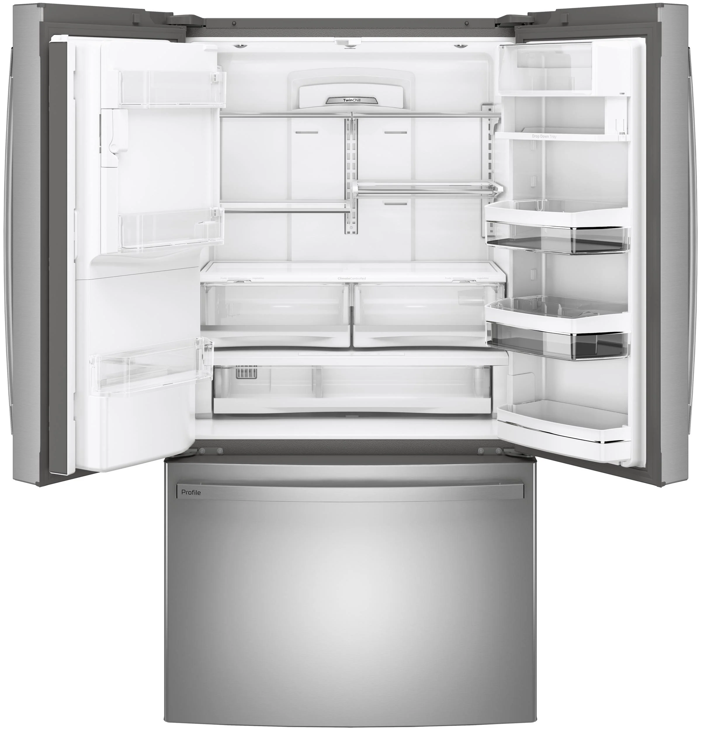 PYE22KYNFS GE Profile™ ENERGY STAR® 22.1 Cu. Ft. Counter-Depth Fingerprint Resistant French-Door Refrigerator with Hands-Free AutoFill - Image 36