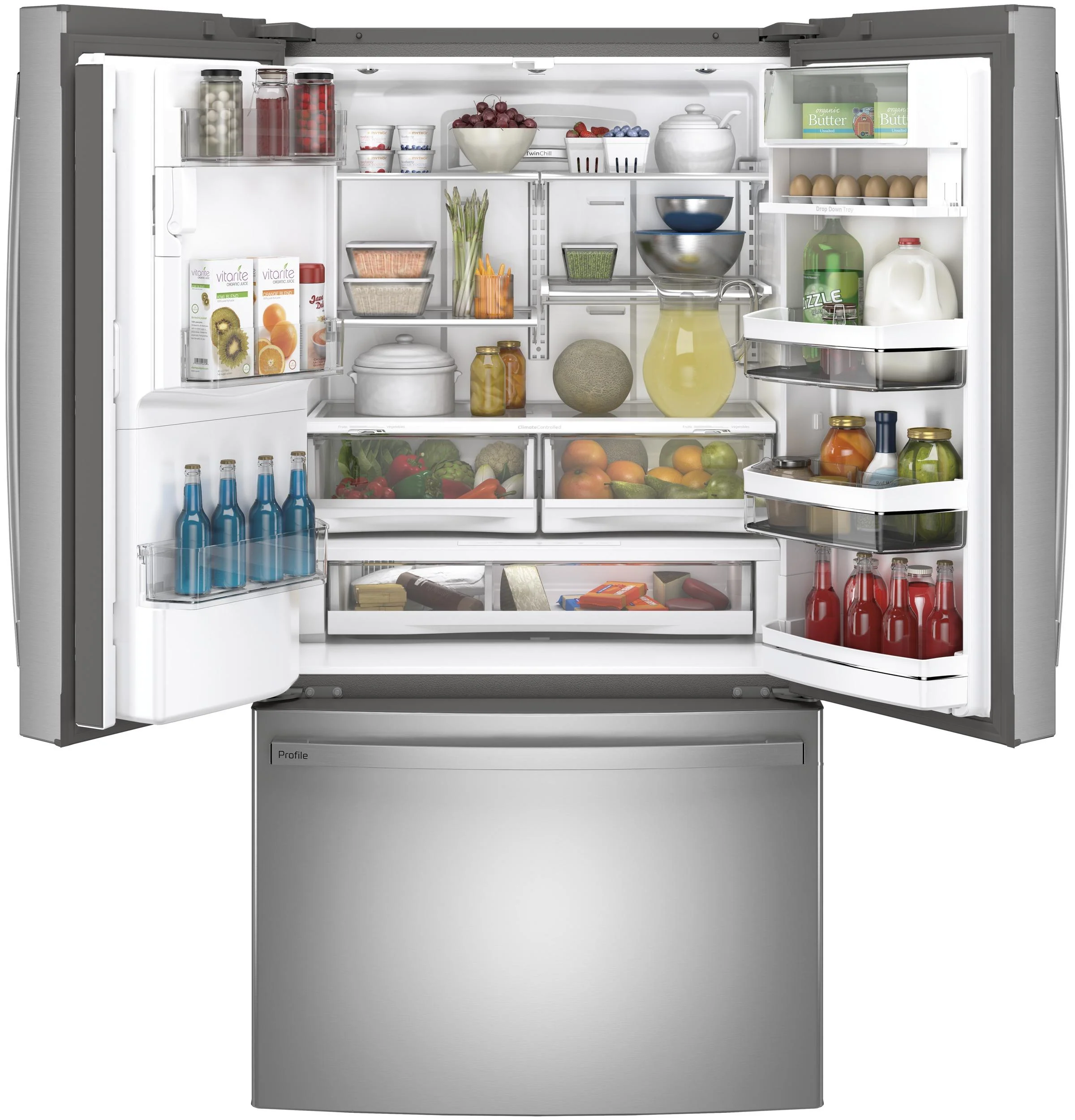 PYE22KYNFS GE Profile™ ENERGY STAR® 22.1 Cu. Ft. Counter-Depth Fingerprint Resistant French-Door Refrigerator with Hands-Free AutoFill - Image 5