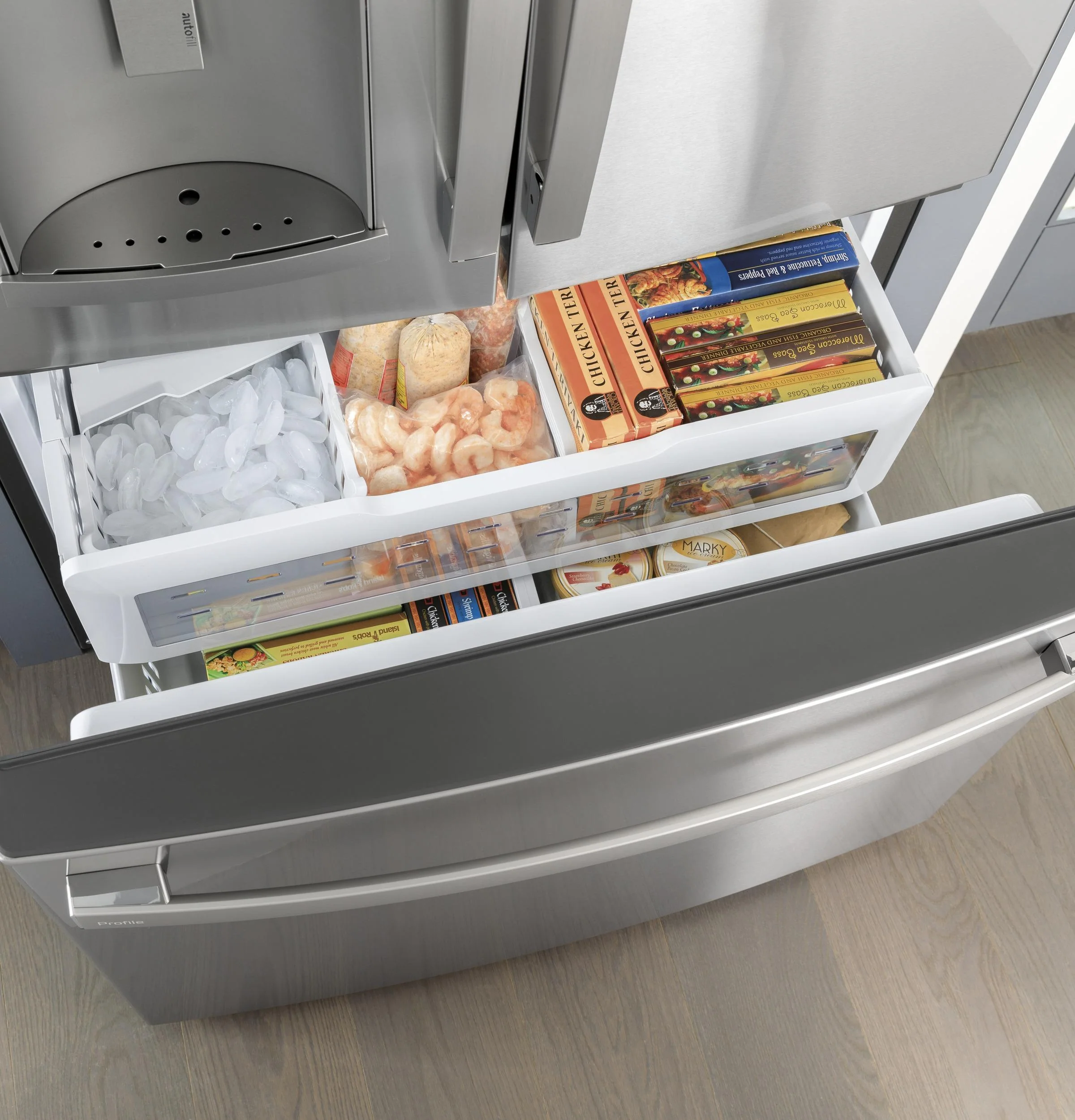 PYE22KYNFS GE Profile™ ENERGY STAR® 22.1 Cu. Ft. Counter-Depth Fingerprint Resistant French-Door Refrigerator with Hands-Free AutoFill - Image 50