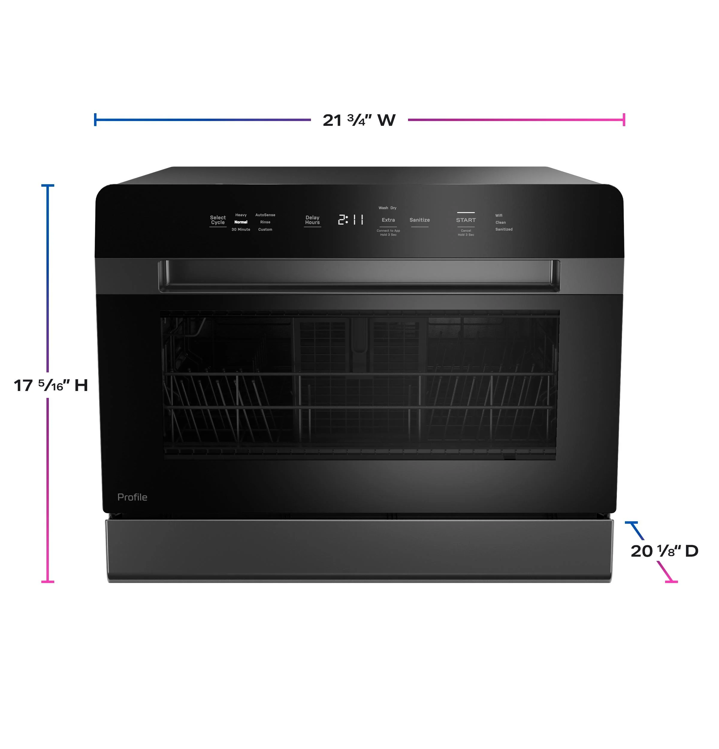 PZF560HGWBB GE Profile™ ENERGY STAR® Smart Compact Dishwasher for Countertop or Built-In - Image 8