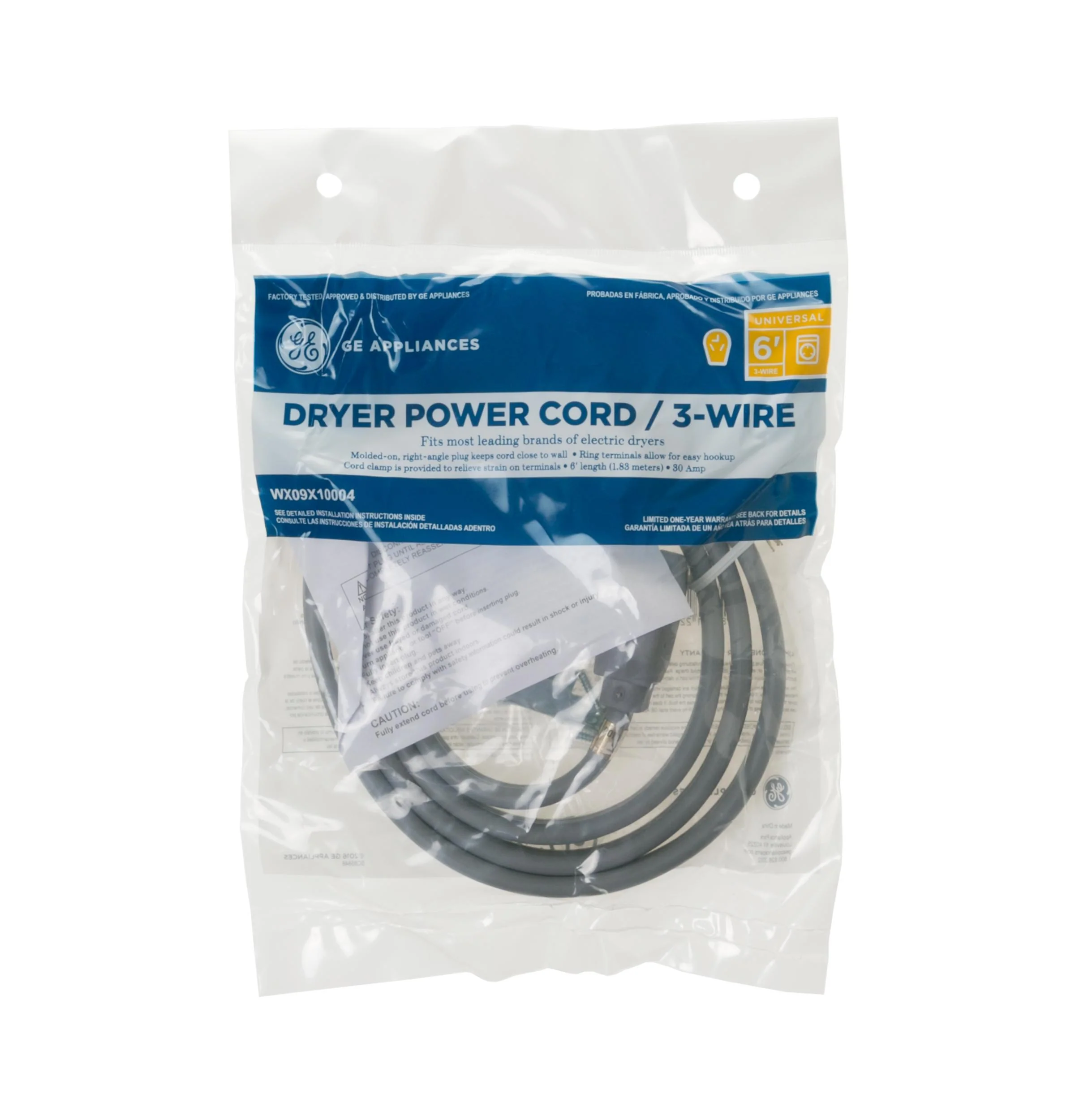 Ge Appliances WX09X10004 6' 30amp 3 Wire Dryer Cord - Image 2