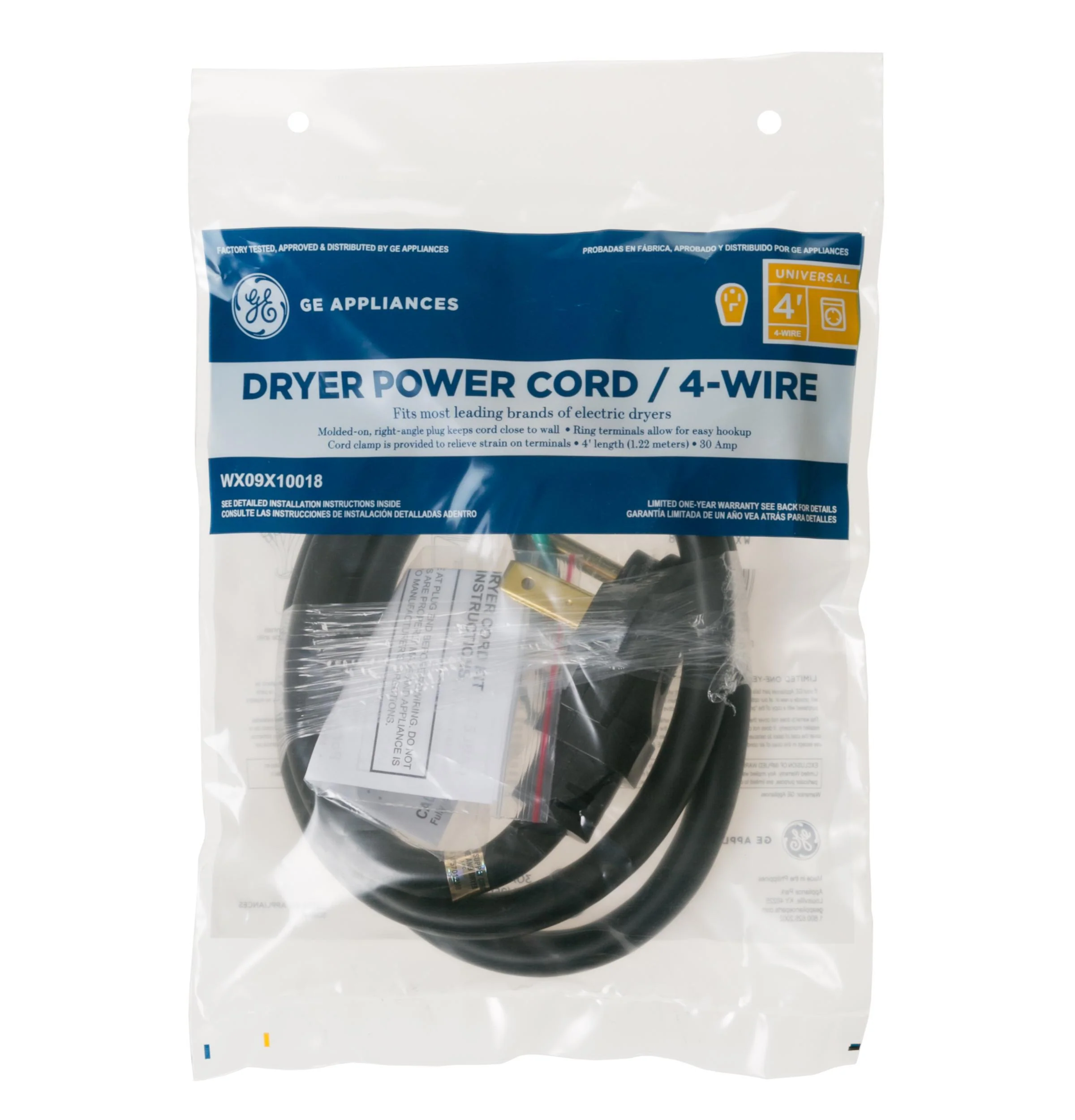 Ge Appliances WX09X10018 4' 30amp 4 wire dryer cord - Image 2