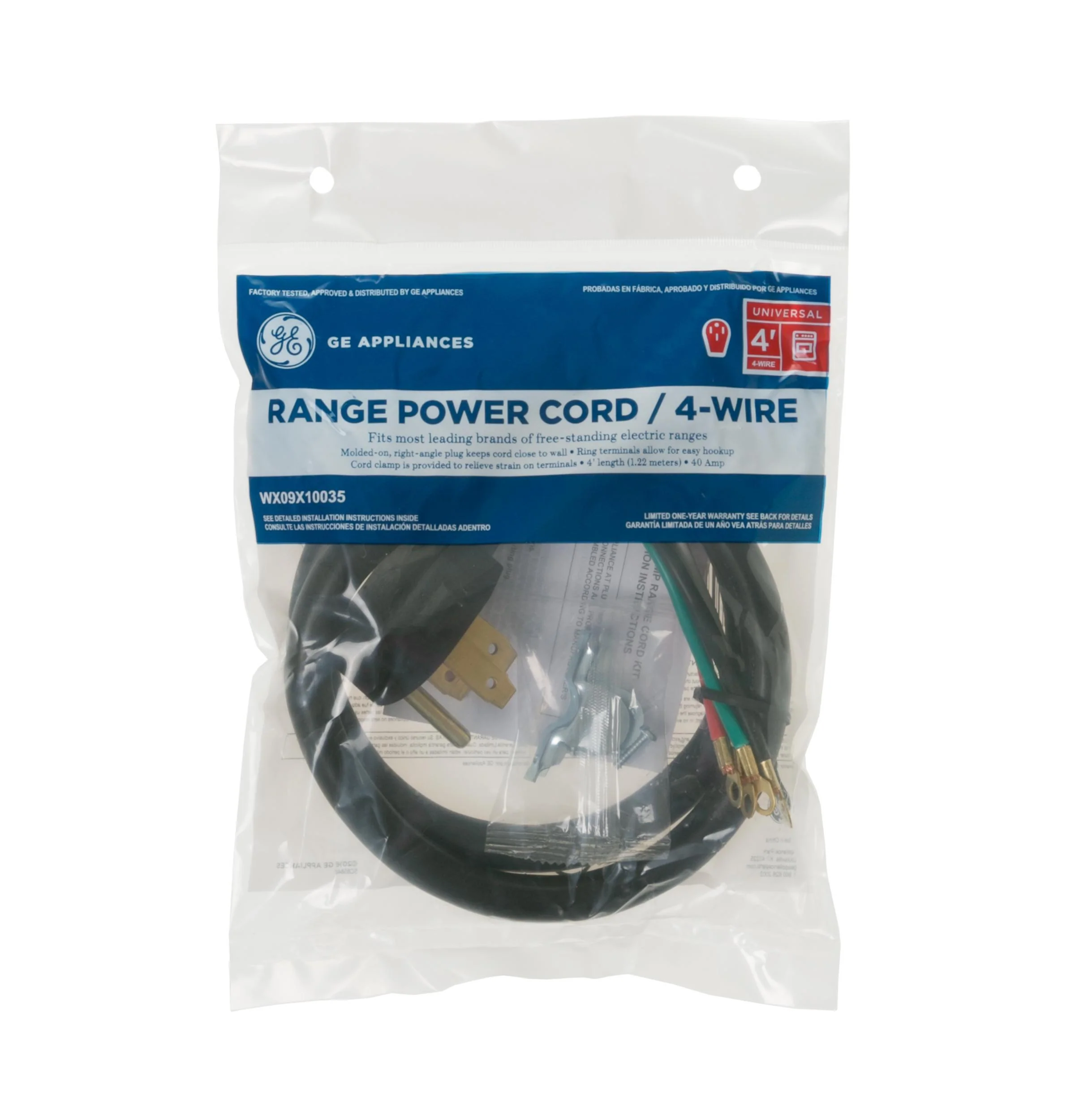 Ge Appliances WX09X10035 4' 40amp 4 Wire Range Cord - Image 2