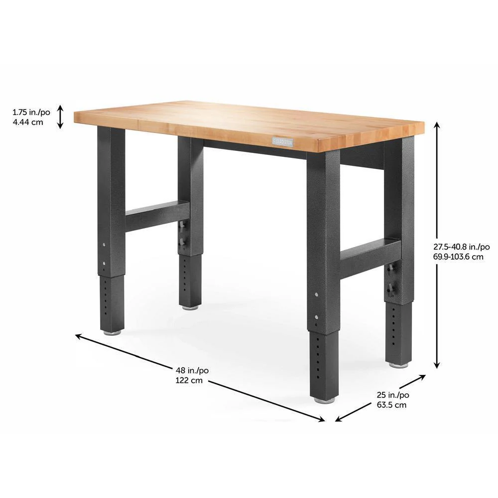 Gladiator GAWB04HWEG 4' Adjustable Height Hardwood Workbench - Image 13