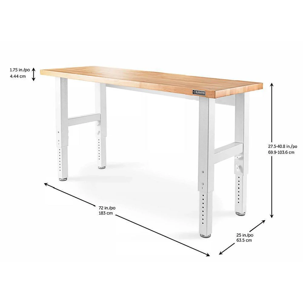 Gladiator GAWB06HWGW 6' Adjustable Height Hardwood Workbench - Image 14
