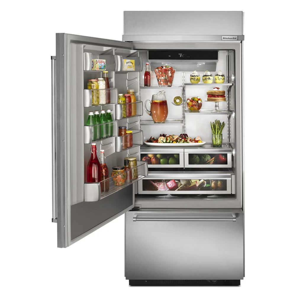 Kitchenaid KBBL306ESS 20.9 Cu. Ft. 36" Width Built-In Stainless Bottom Mount Refrigerator with Platinum Interior Design - Image 6