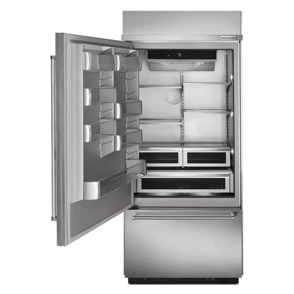 Kitchenaid KBBL306ESS 20.9 Cu. Ft. 36" Width Built-In Stainless Bottom Mount Refrigerator with Platinum Interior Design - Image 7