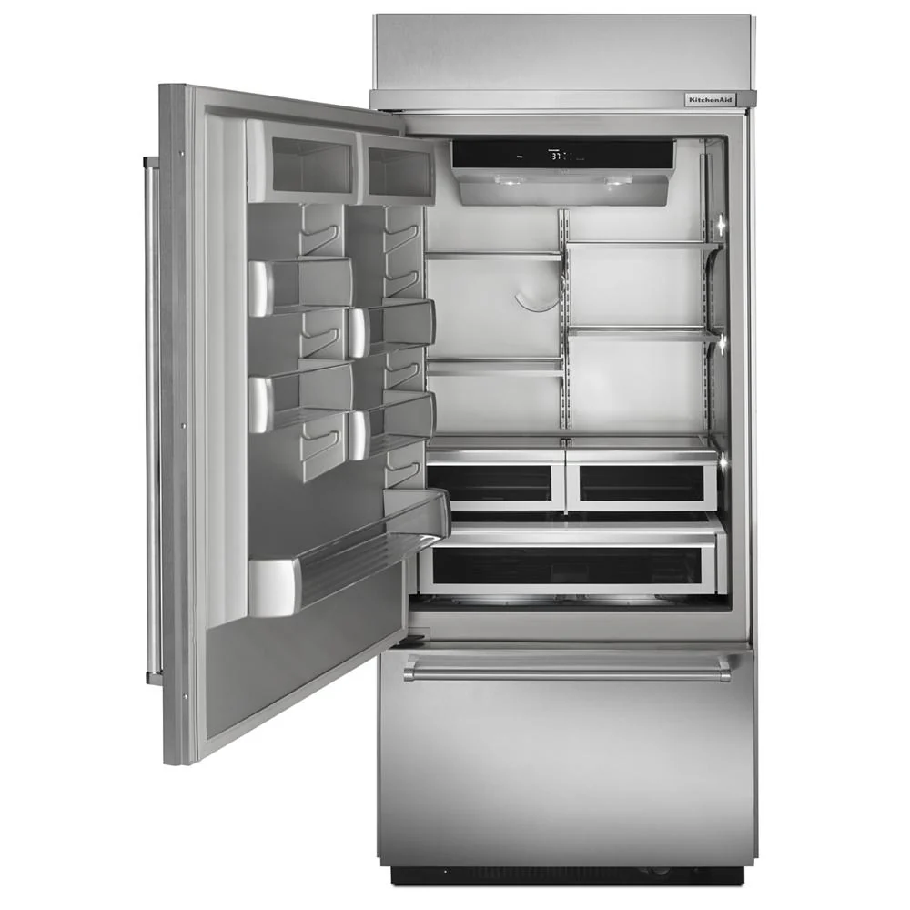 Kitchenaid KBBL306ESS 20.9 Cu. Ft. 36" Width Built-In Stainless Bottom Mount Refrigerator with Platinum Interior Design - Image 8
