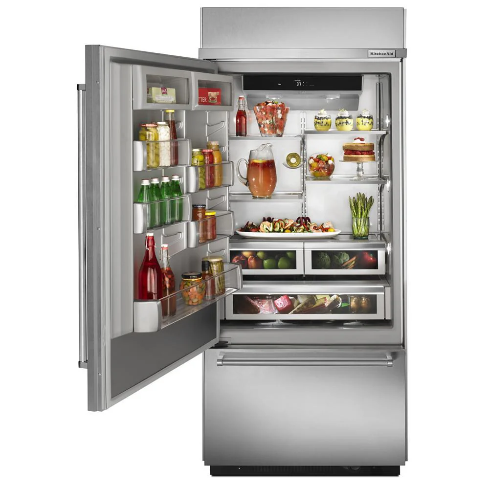 Kitchenaid KBBL306ESS 20.9 Cu. Ft. 36" Width Built-In Stainless Bottom Mount Refrigerator with Platinum Interior Design - Image 9