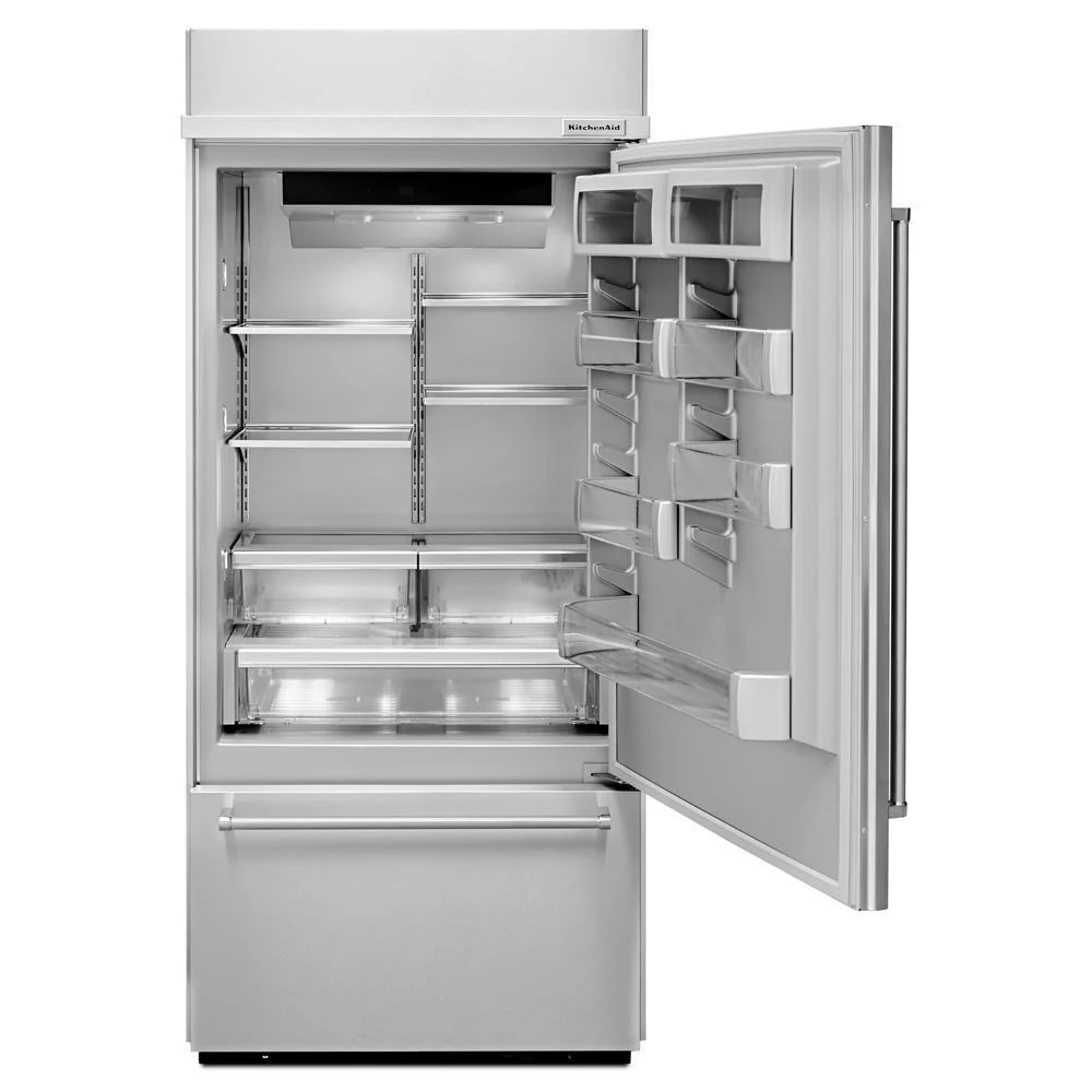 Kitchenaid KBBR306ESS 20.9 Cu. Ft. 36" Width Built-In Stainless Bottom Mount Refrigerator with Platinum Interior Design - Image 4