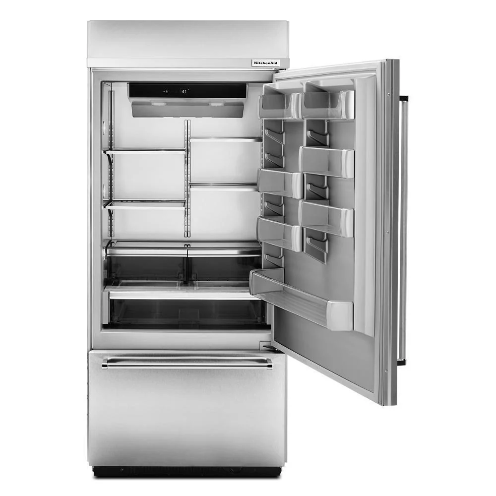 Kitchenaid KBBR306ESS 20.9 Cu. Ft. 36" Width Built-In Stainless Bottom Mount Refrigerator with Platinum Interior Design - Image 6