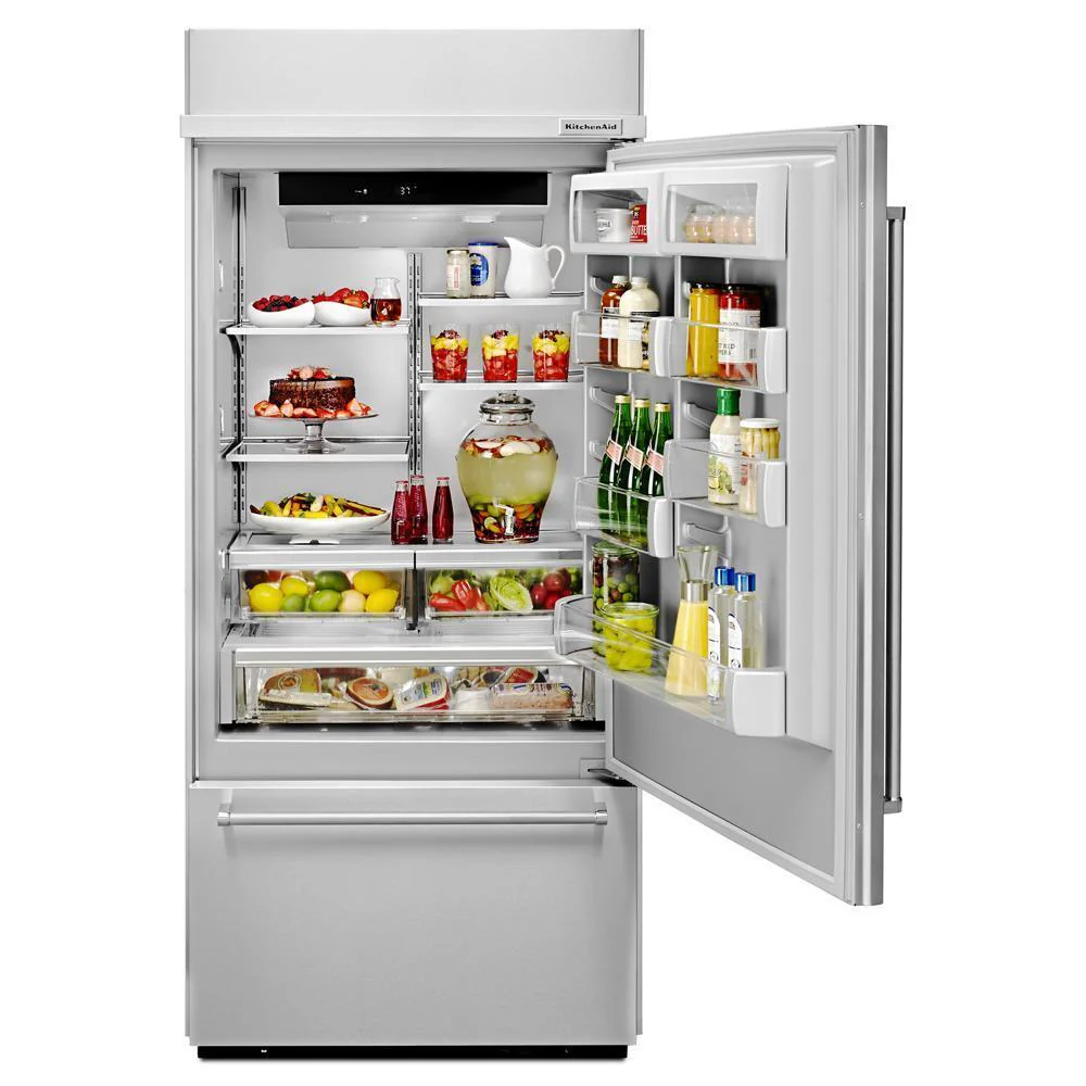 Kitchenaid KBBR306ESS 20.9 Cu. Ft. 36" Width Built-In Stainless Bottom Mount Refrigerator with Platinum Interior Design - Image 7