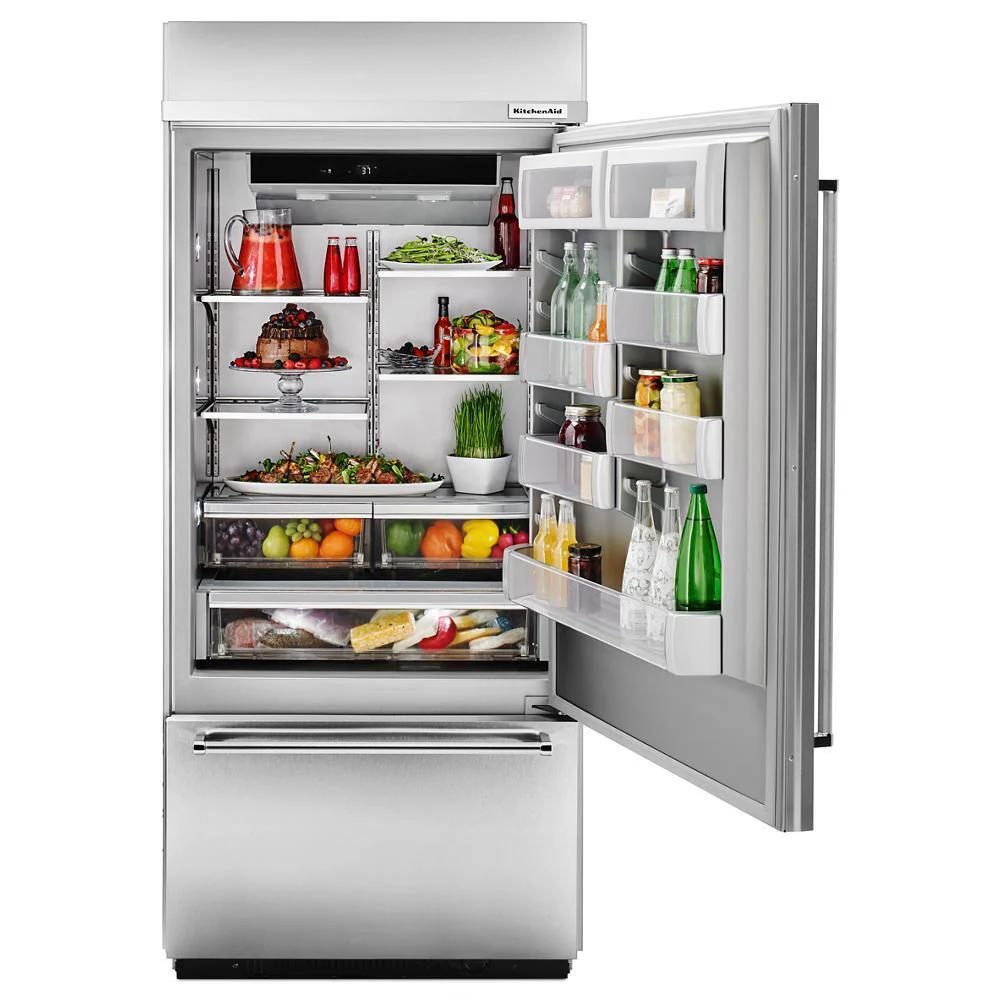 Kitchenaid KBBR306ESS 20.9 Cu. Ft. 36" Width Built-In Stainless Bottom Mount Refrigerator with Platinum Interior Design - Image 8