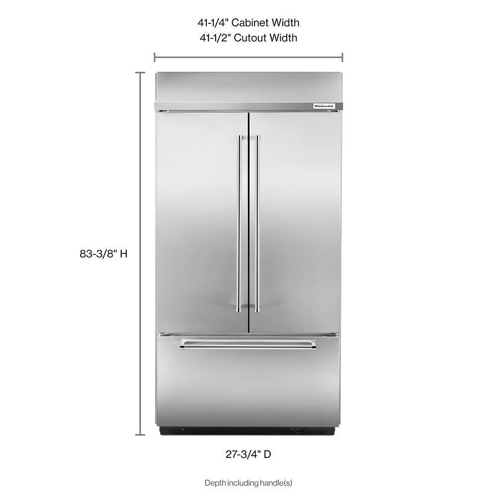Kitchenaid KBFN502ESS 24.2 Cu. Ft. 42" Width Built-In Stainless French Door Refrigerator with Platinum Interior Design - Image 3