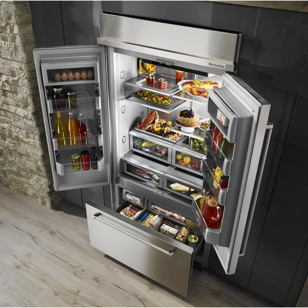 Kitchenaid KBFN502ESS 24.2 Cu. Ft. 42" Width Built-In Stainless French Door Refrigerator with Platinum Interior Design - Image 7