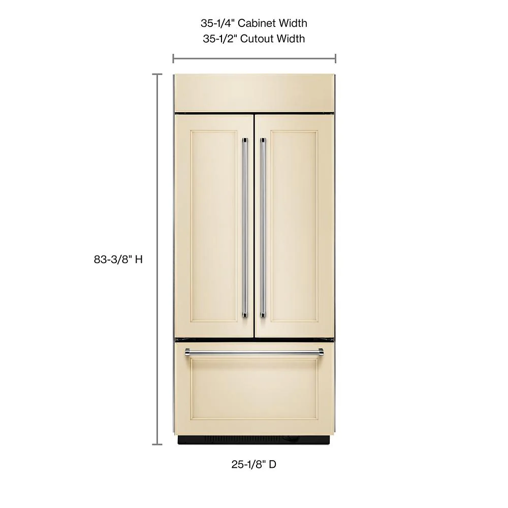 Kitchenaid KBFN506EPA 20.8 Cu. Ft. 36" Width Built In Panel Ready French Door Refrigerator with Platinum Interior Design - Image 2