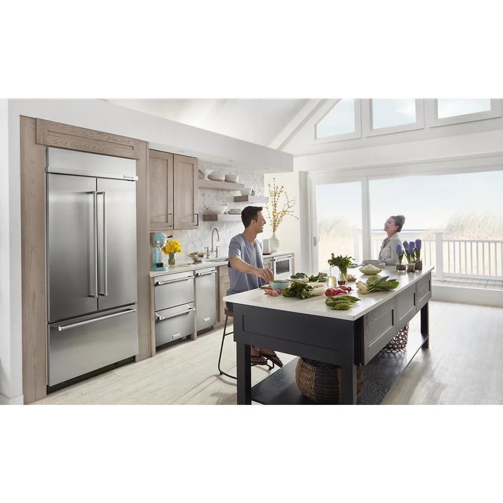 Kitchenaid KBFN506ESS 20.8 Cu. Ft. 36" Width Built In Stainless Steel French Door Refrigerator with Platinum Interior Design - Image 6