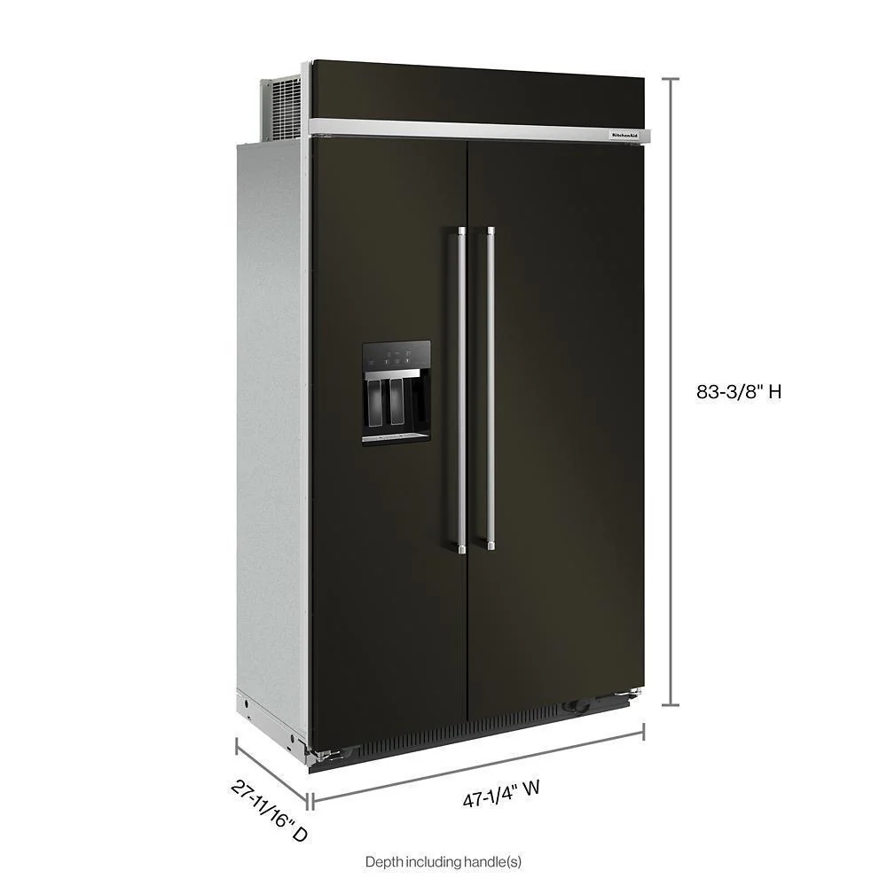 Kitchenaid KBSD708MBS 29.4 Cu. Ft. 48" Built-In Side-by-Side Refrigerator with Ice and Water Dispenser - Image 7