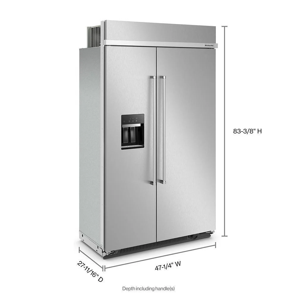 Kitchenaid KBSD708MSS 29.4 Cu. Ft. 48" Built-In Side-by-Side Refrigerator with Ice and Water Dispenser - Image 8