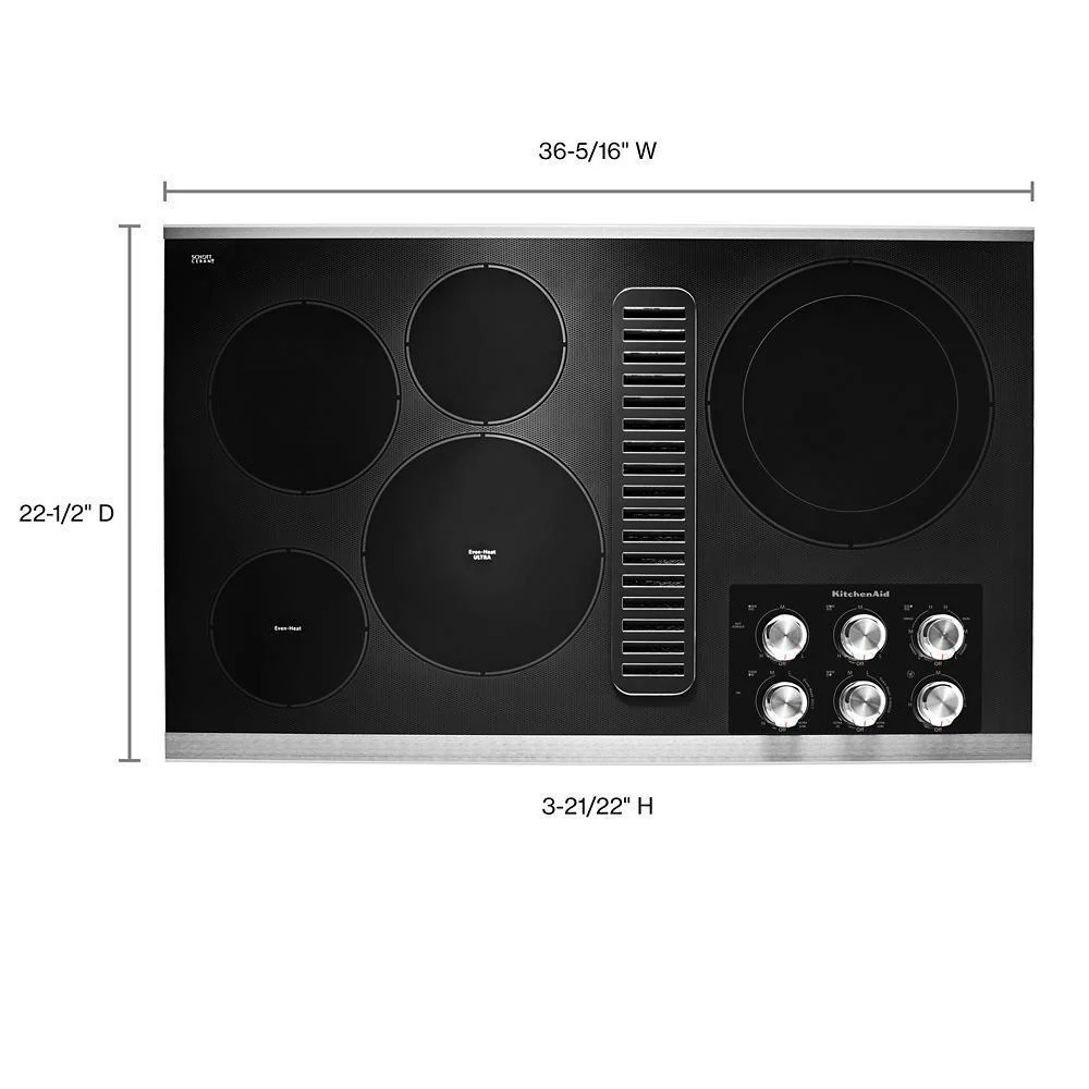 Kitchenaid KCED606GSS 36" Electric Downdraft Cooktop with 5 Elements - Image 3
