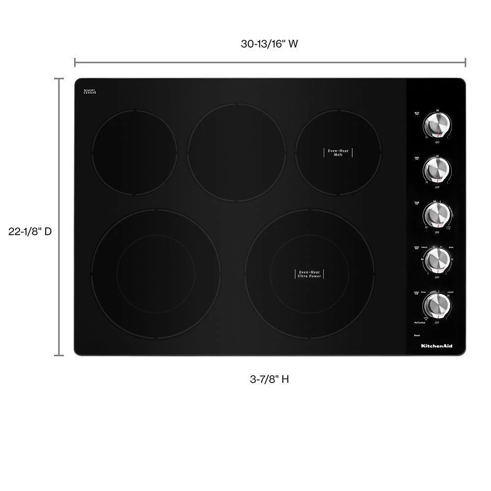 Kitchenaid KCES550HSS 30" Electric Cooktop with 5 Elements and Knob Controls - Image 6