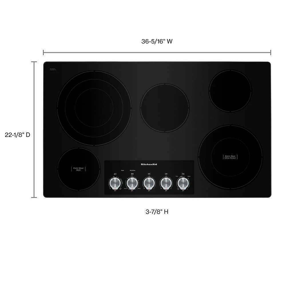 Kitchenaid KCES556HSS 36" Electric Cooktop with 5 Elements and Knob Controls - Image 2