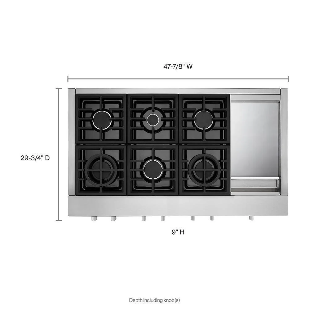 KCGC558JSS KitchenAid® 48'' 6-Burner Commercial-Style Gas Rangetop with Griddle - Image 2