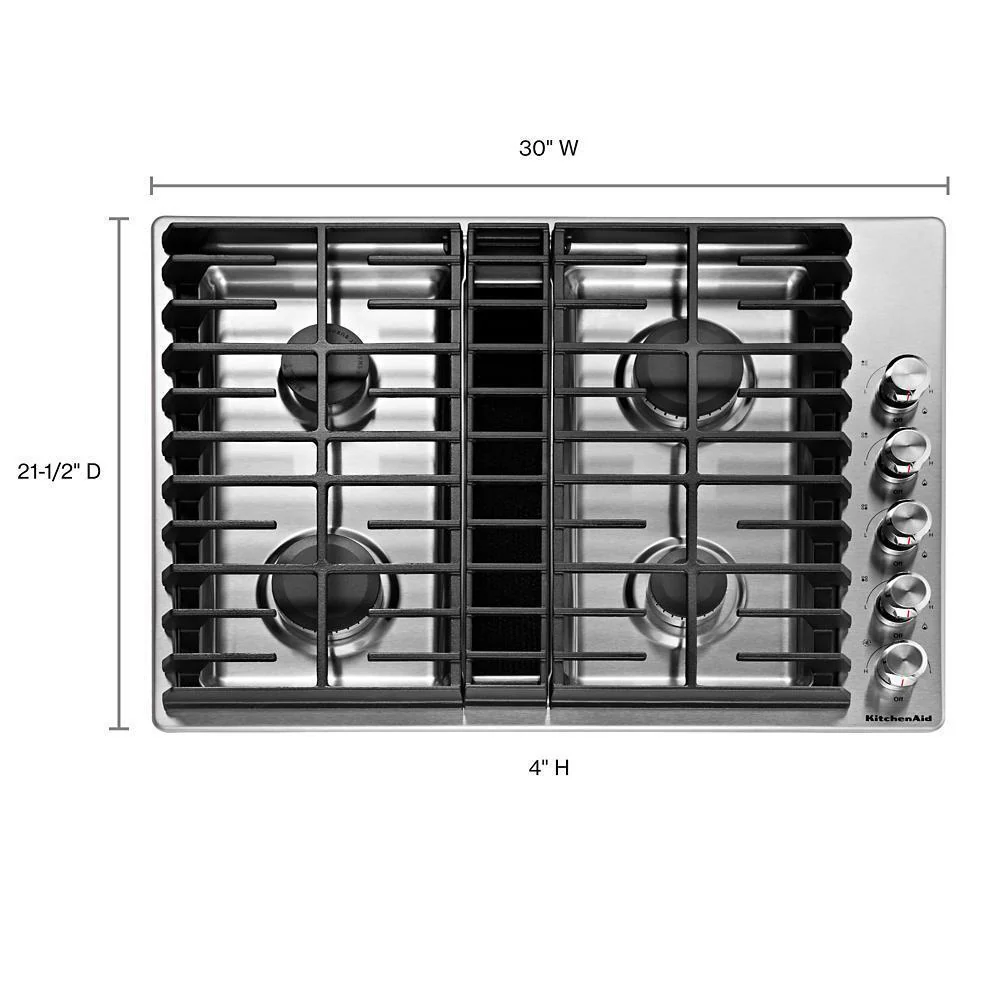 Kitchenaid KCGD500GSS 30" 4 Burner Gas Downdraft Cooktop - Image 3