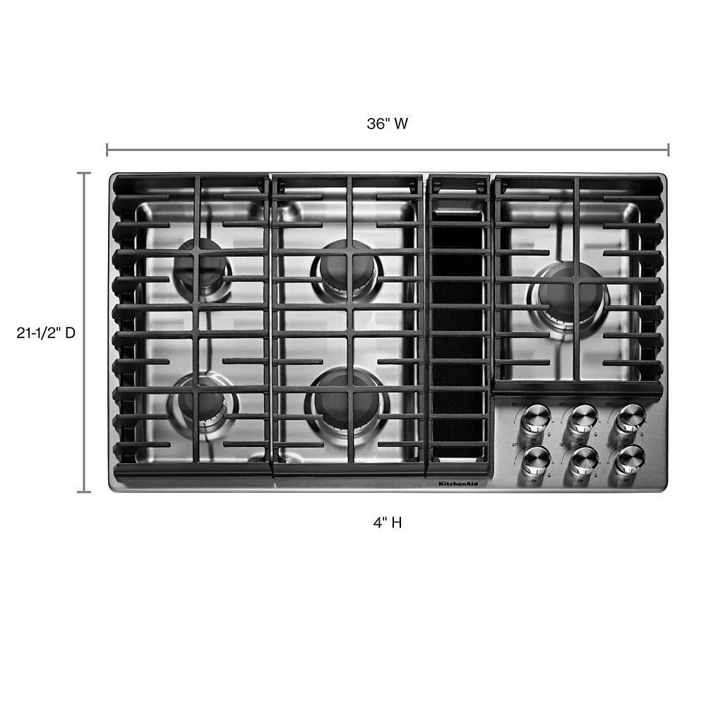 Kitchenaid KCGD506GSS 36" 5 Burner Gas Downdraft Cooktop - Image 4