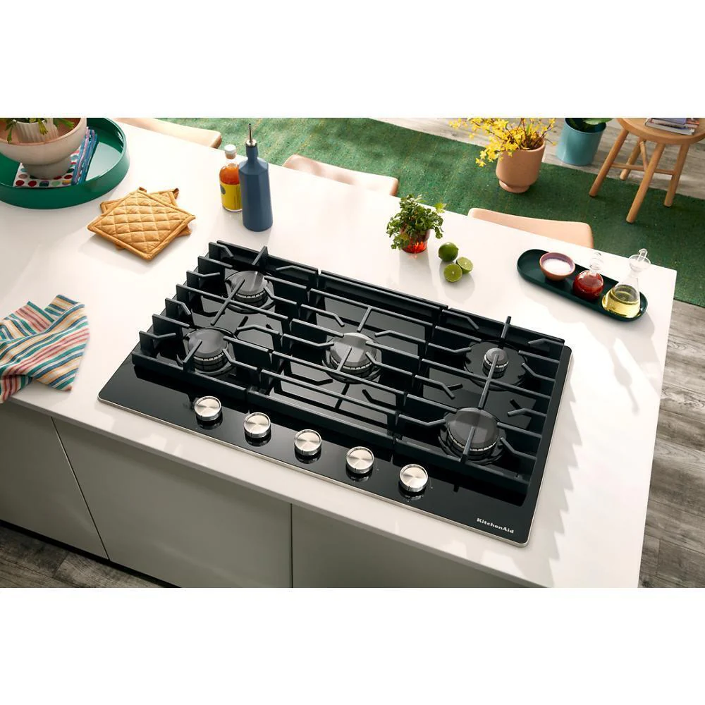 Kitchenaid KCGG530PBL 30" Gas-on-Glass Cooktop - Image 3