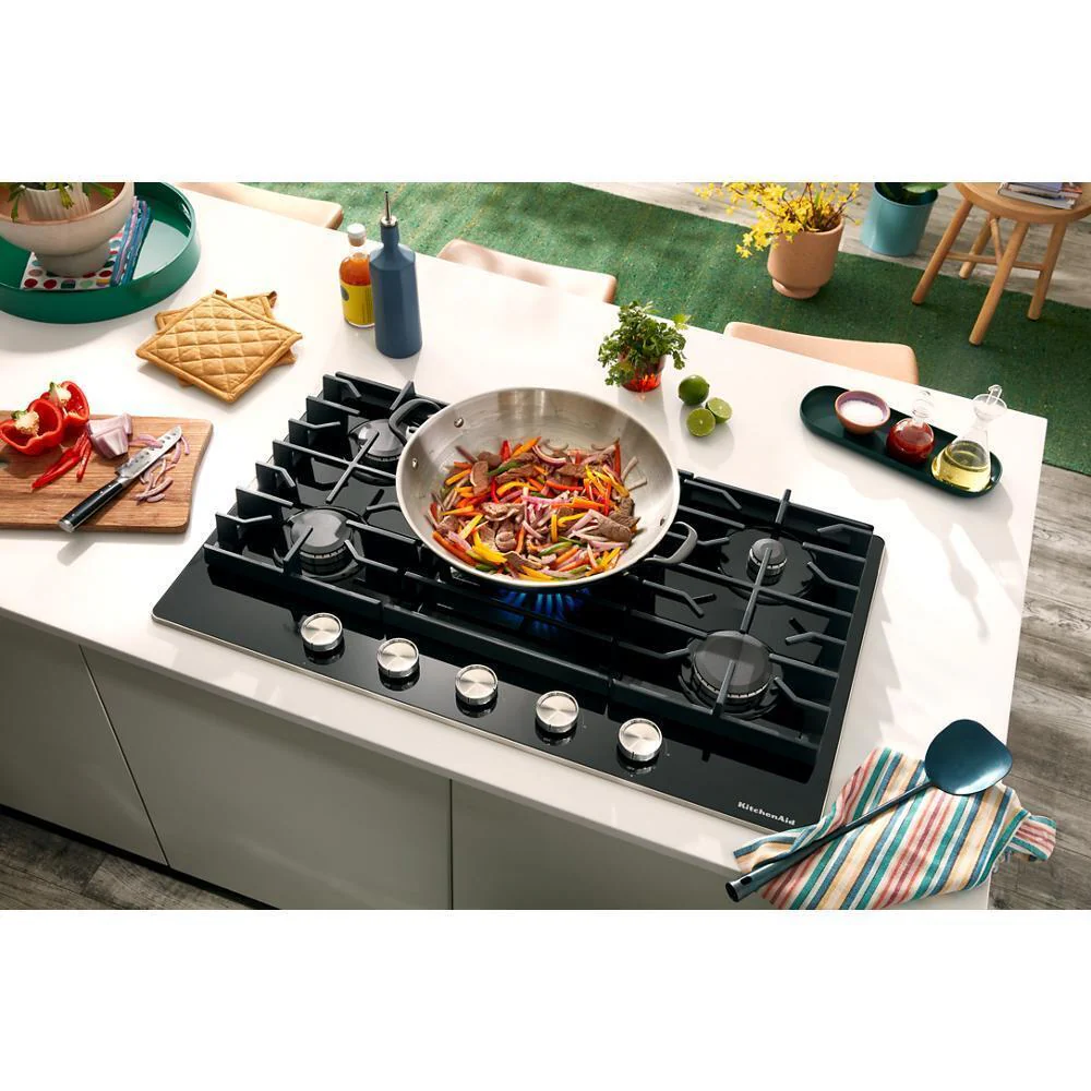 Kitchenaid KCGG530PBL 30" Gas-on-Glass Cooktop - Image 5