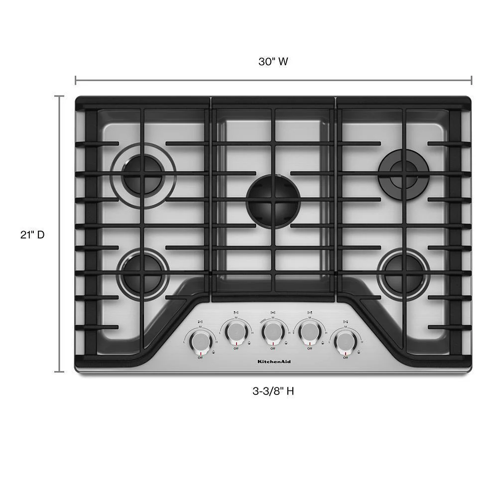 Kitchenaid KCGS350ESS 30" 5-Burner Gas Cooktop - Image 2