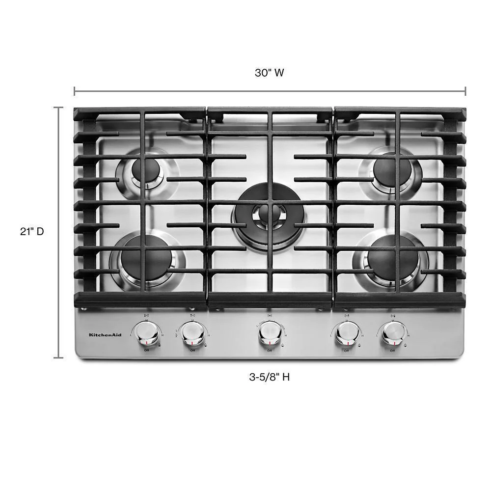Kitchenaid KCGS550ESS 30" 5-Burner Gas Cooktop - Image 2