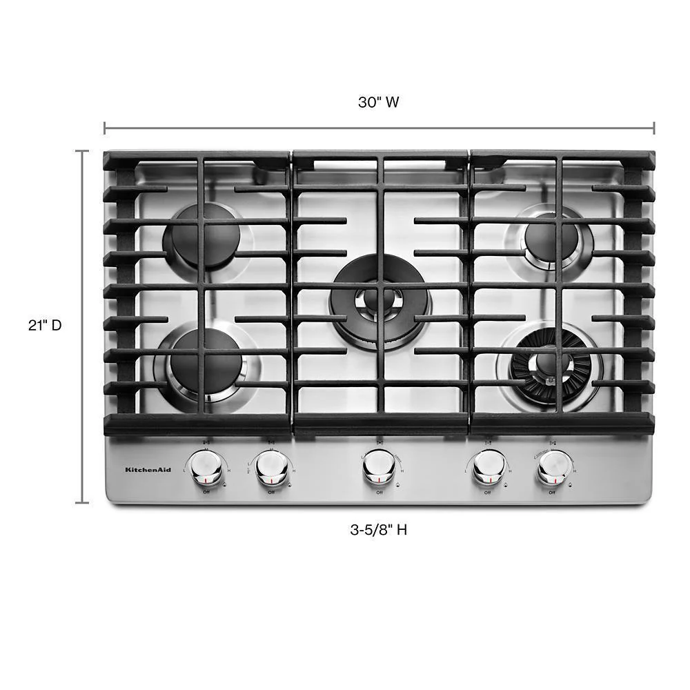 Kitchenaid KCGS950ESS 30" 5-Burner Gas Cooktop with Griddle - Image 3