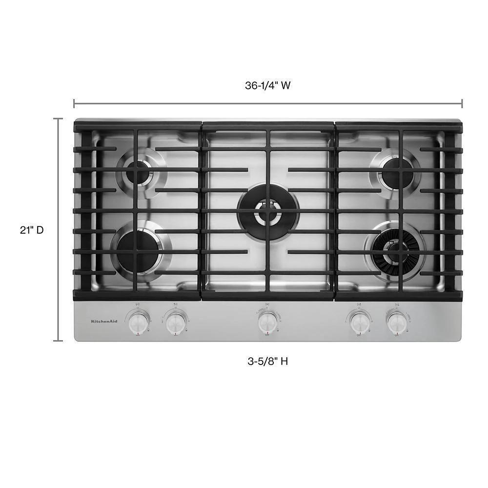 Kitchenaid KCGS956ESS 36" 5-Burner Gas Cooktop with Griddle - Image 3