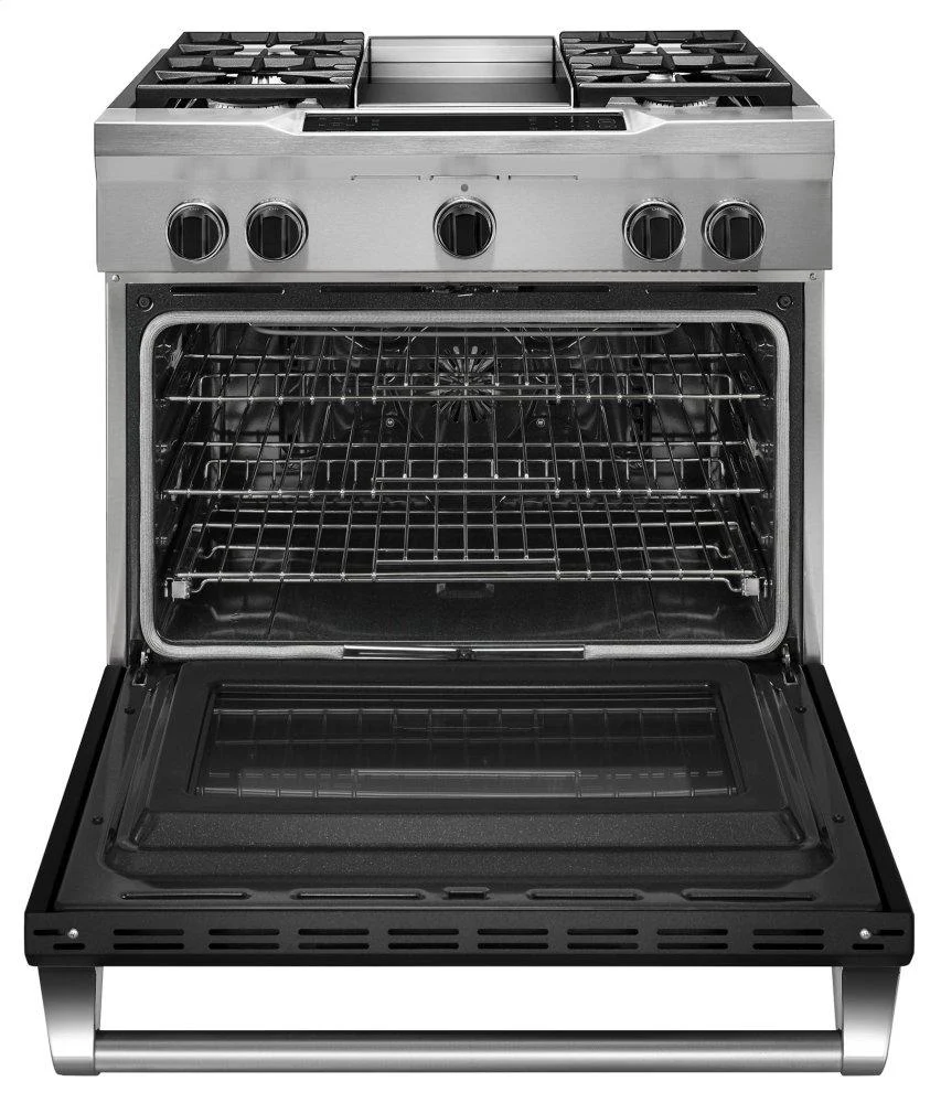 Kitchenaid KDRS463VBK 36'' 4-Burner with Griddle, Dual Fuel Freestanding Range, Commercial-Style - Imperial Black - Image 2