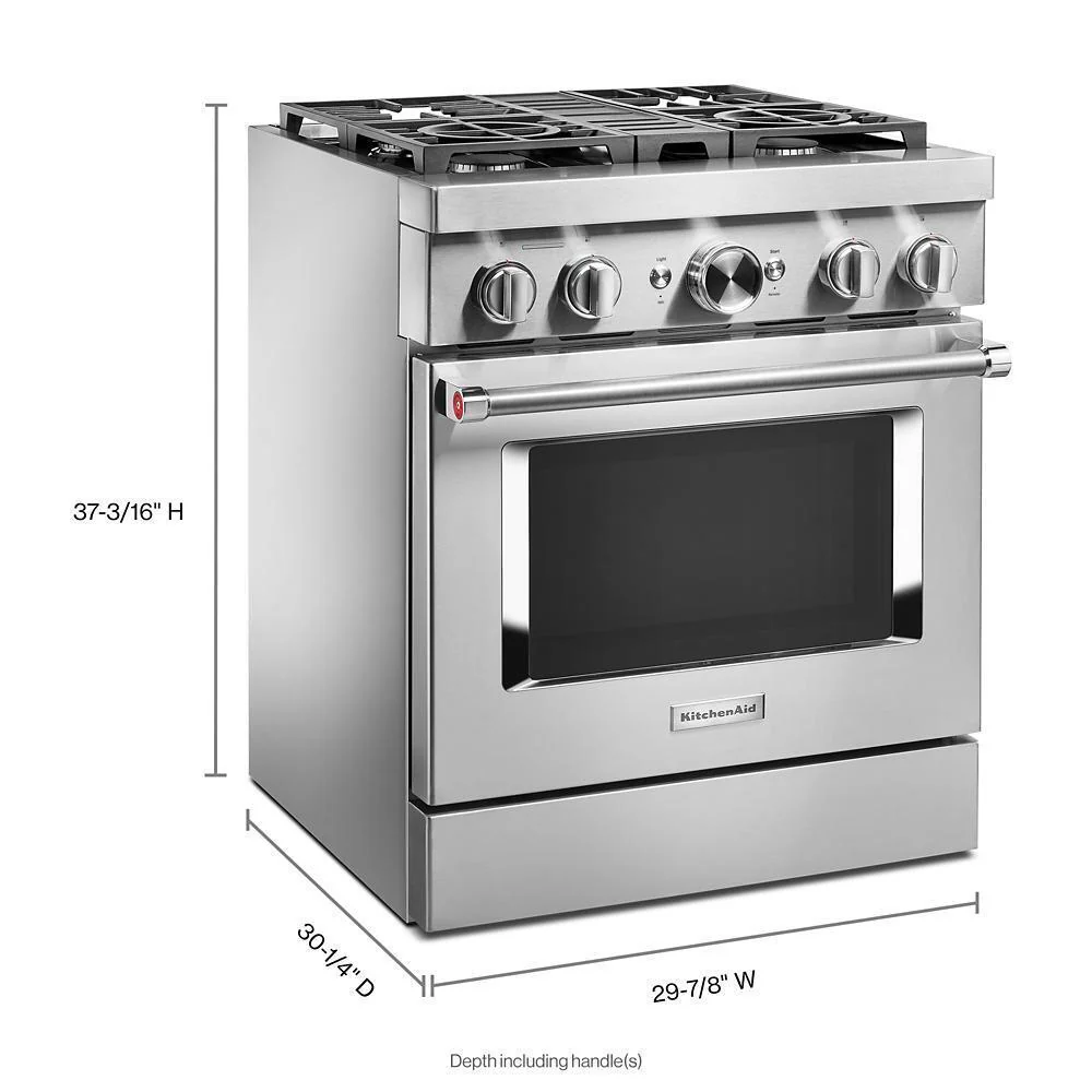 KFDC500JSS KitchenAid® 30'' Smart Commercial-Style Dual Fuel Range with 4 Burners - Image 2