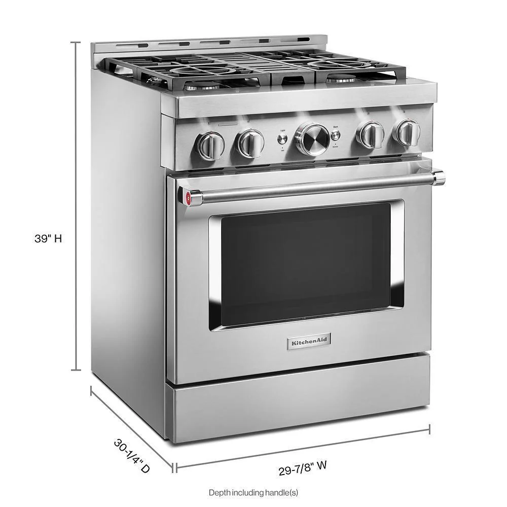 KFGC500JSS KitchenAid® 30'' Smart Commercial-Style Gas Range with 4 Burners - Image 2