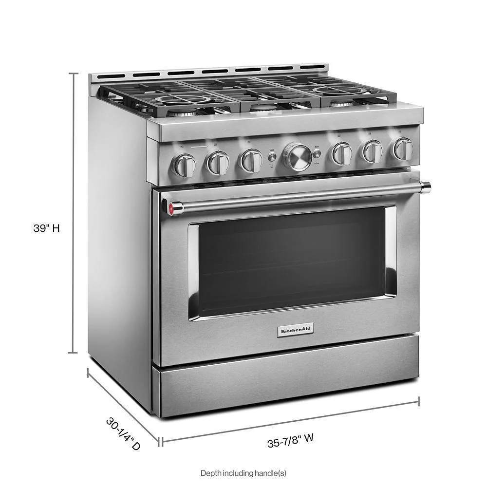 KFGC506JSS KitchenAid® 36'' Smart Commercial-Style Gas Range with 6 Burners - Image 2