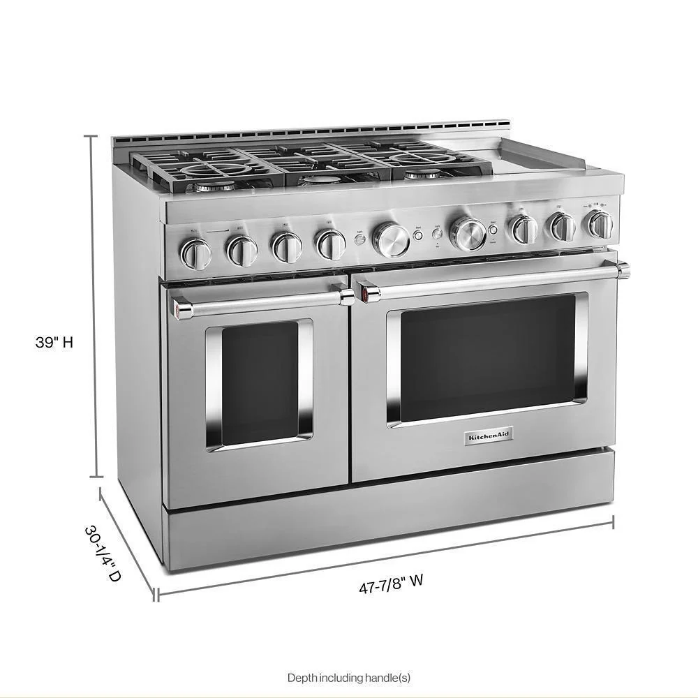 KFGC558JSS KitchenAid® 48'' Smart Commercial-Style Gas Range with Griddle - Image 2