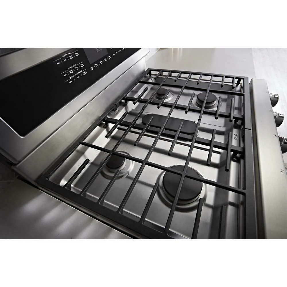 Kitchenaid KFGD500EWH 30-Inch 5 Burner Gas Double Oven Convection Range - Image 2
